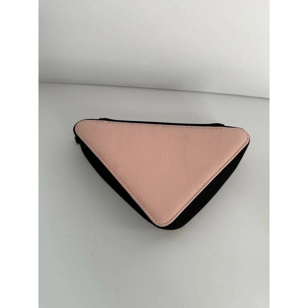 Prada Beauty Pink and Black Triangle Travel Storage Makeup Case Pouch Bag